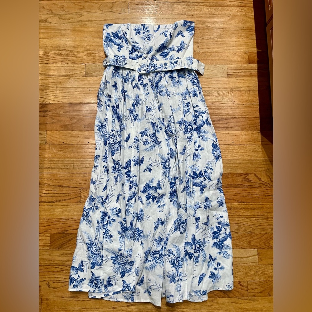 NWOT & OTHER STORIES Belted Linen Midi Floral Dress - Picture 3 of 6